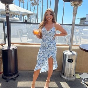 Beautiful Blue Floral MIDI Dress